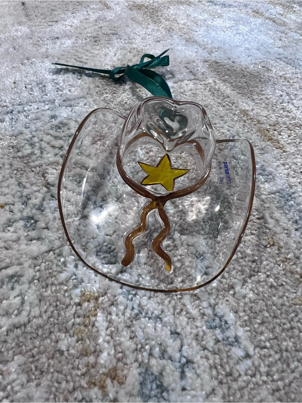 Parise Vetro handblown Clear Glass cowboy hat made in Italy ornament z99